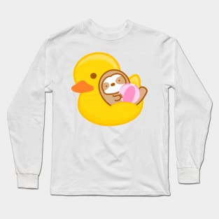 Cute Summer Rubber Duckie Float Sloth Long Sleeve T-Shirt